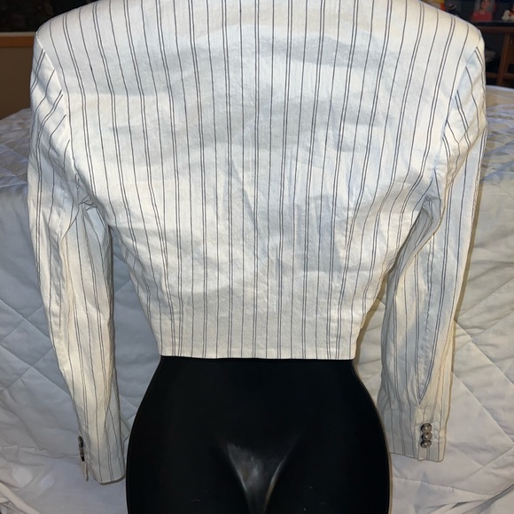 Zara Stripe Linen Blend Cropped Blazer New Without Tags - Picture 11 of 15